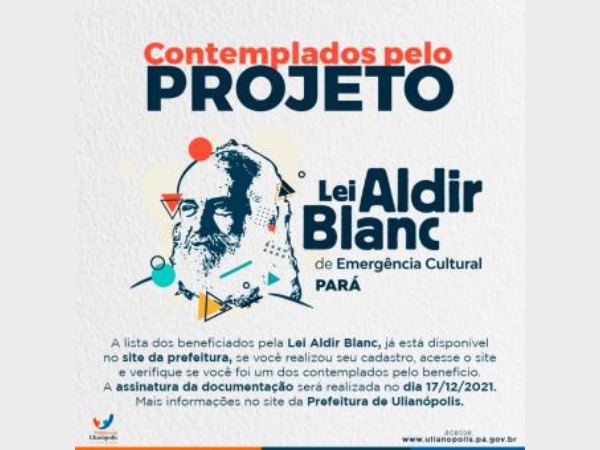 Secult Divulga Lista de Beneficiados na Lei Aldir Blanc 2021